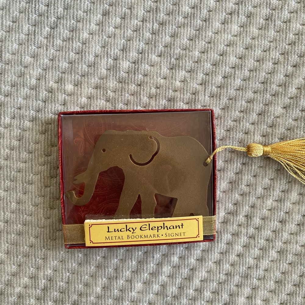 KATE ASPEN LUCKY ELEPHANT BOOKMARK WITH A SILK TASSEL NEW IN BOX